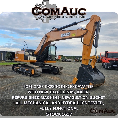 1 X 2021 CASE CX220C DLC EXCAVATOR WITH NEW TRACK LINKS, IDLER ,REFURBISHED MACHINE, NEW G.E.T ON BUCKET - ALL MECHANICAL AND HYDRAULICS TESTED, FULLY FUNCTIONAL STOCK NR: 1637