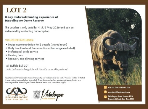 1 X Midweek Hunting Experience M Mabalingwe Game Reserve