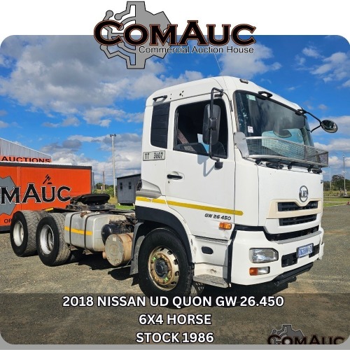 1 X 2018 NISSAN UD QUON GW 26.450 6X4 HORSE STOCK NR: 1986