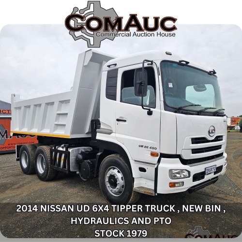 1 X 2014 NISSAN UD 6X4 TIPPER TRUCK , NEW BIN , HYDRAULICS AND PTO STOCK NR: 1979