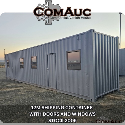 1 X 12M SHIPPING CONTAINER WITH DOORS AND WINDOWS STOCK NR: 2005
