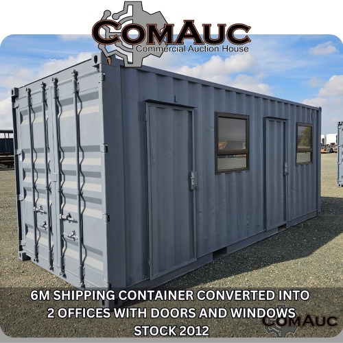1 X 6M SHIPPING CONTAINER CONVERTED INTO 2 OFFICES WITH DOORS AND WINDOWS STOCK NR: 2012