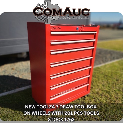 1 X NEW TOOLZA 7 DRAW TOOLBOX ON WHEELS WITH 201 PCS TOOLS STOCK NR: 1762