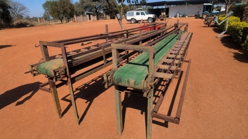 1 X Two agricultural produce handling belt conveyors