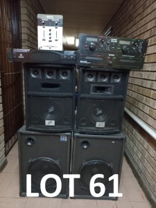 1 x SOUND SYSTEM: 1x Behringer Ep1500 1x Gimini 2 channel mixer 1x Goldmix Dual CD player 2x 8inch Speakers 2x 12 inch Bass Box Speakers MOGOL CLUB 