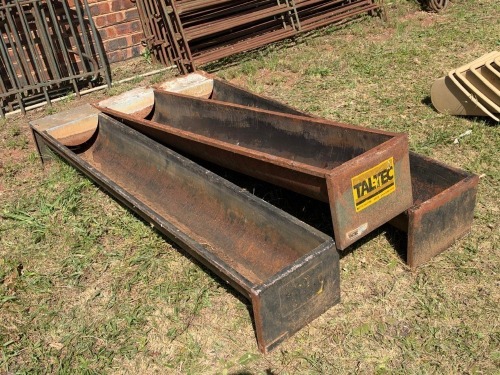 3 X Taltec steel water troughs (rusted with holes, not for water, only feed) F2 BOERDERY (Pay per item to take the lot)