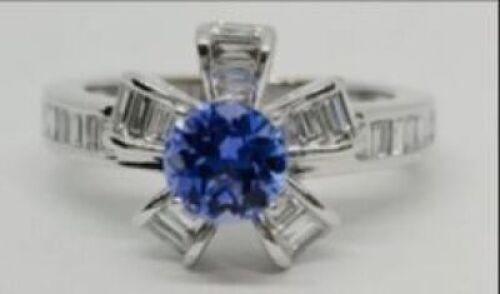 &nbsp; 18 KT WG FLORAL DIAMOND RING SET WITH TANZANITE - Proceeds towards Tarryn Curtis Foundation