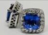 18 KT WG TANZANITE & DIAMOND EARRINGS