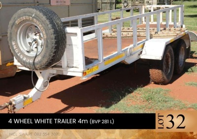 1X 4 Wheel White trailer 4m (BVP 281 L)