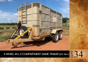 1X 4 wheel 4m 3 compartment game trailer (DFX 784 L)