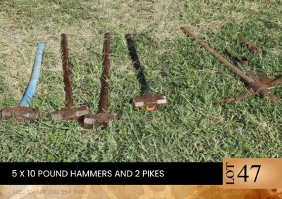 5X 10pound hammers and 2 pikes