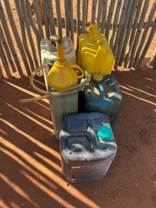 1X Plastic Cans and 1 Jerry Can