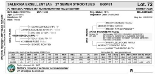 27X SALERIKA EKSELLENT (AI) SEMEN STROOITJIES