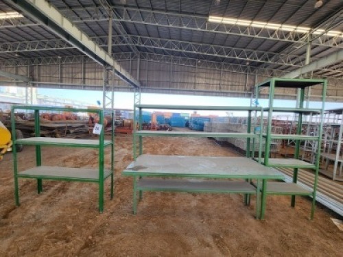 3 Items - Shelf Metal Green (1 Item - 0.76m x 0.335m x 2m) & (1 Item -1.31m x 0.34m x 1.51 m) & (1 Item -0.8m x 0.335m x 2m )