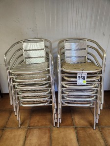 13 Item - Chairs aluminuim ,7m high used in canteen. Pop Rivets is loose