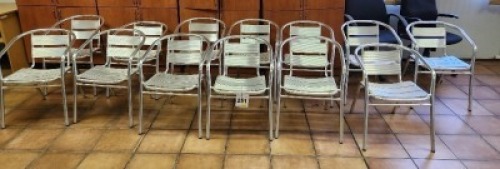 12 Item - Chairs aluminuim ,7m high used in canteen Pop Rivets is loose